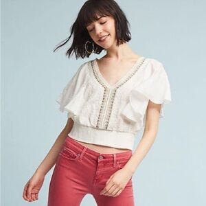 Anthropologie Floreat Aviana Embroidered Blouse Small